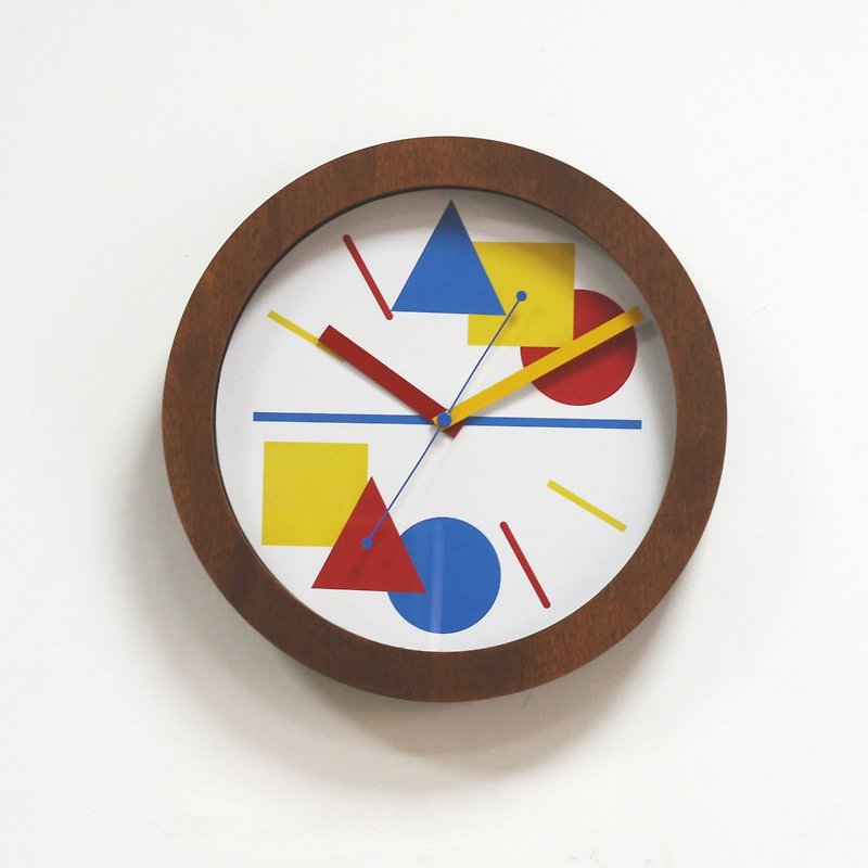 三原色的几何时光 壁挂时计 - 时钟/闹钟 - 木头 