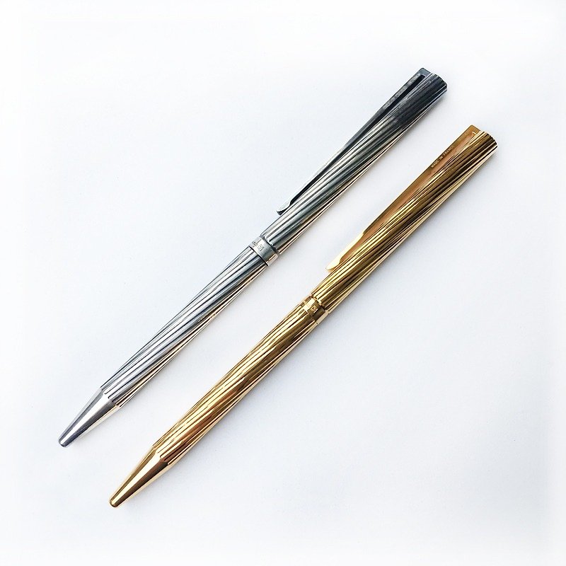 S.T. Dupont 都彭斜纹原子笔 | 法国 稀有 收藏 手工 - 圆珠笔/中性笔 - 其他金属 金色