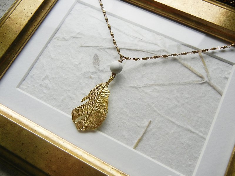 【虎气福袋】黄铜羽毛项链 - 项链 - 其他金属 金色