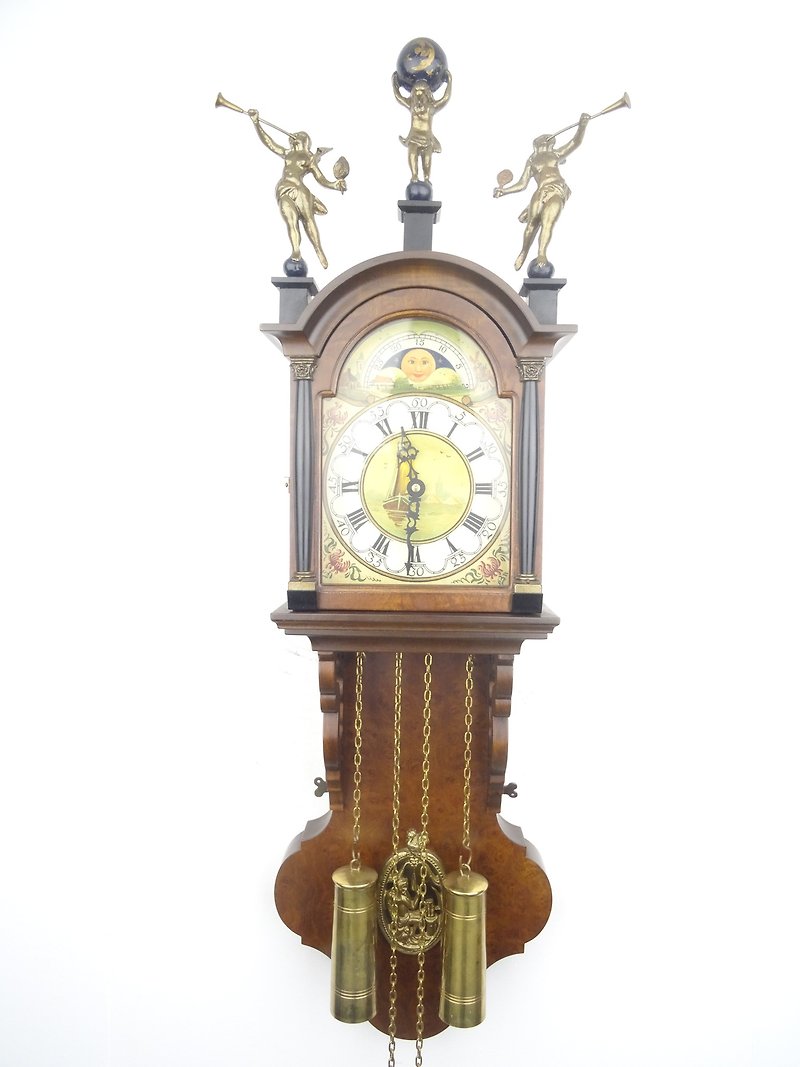 古董复古弗里斯兰荷兰挂钟 8 天（Warmink Wuba 时代） - 时钟/闹钟 - 木头 咖啡色