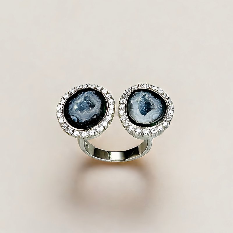 POGO墨西哥迷你晶洞S925纯银戒指 - 戒指 - 其他材质 