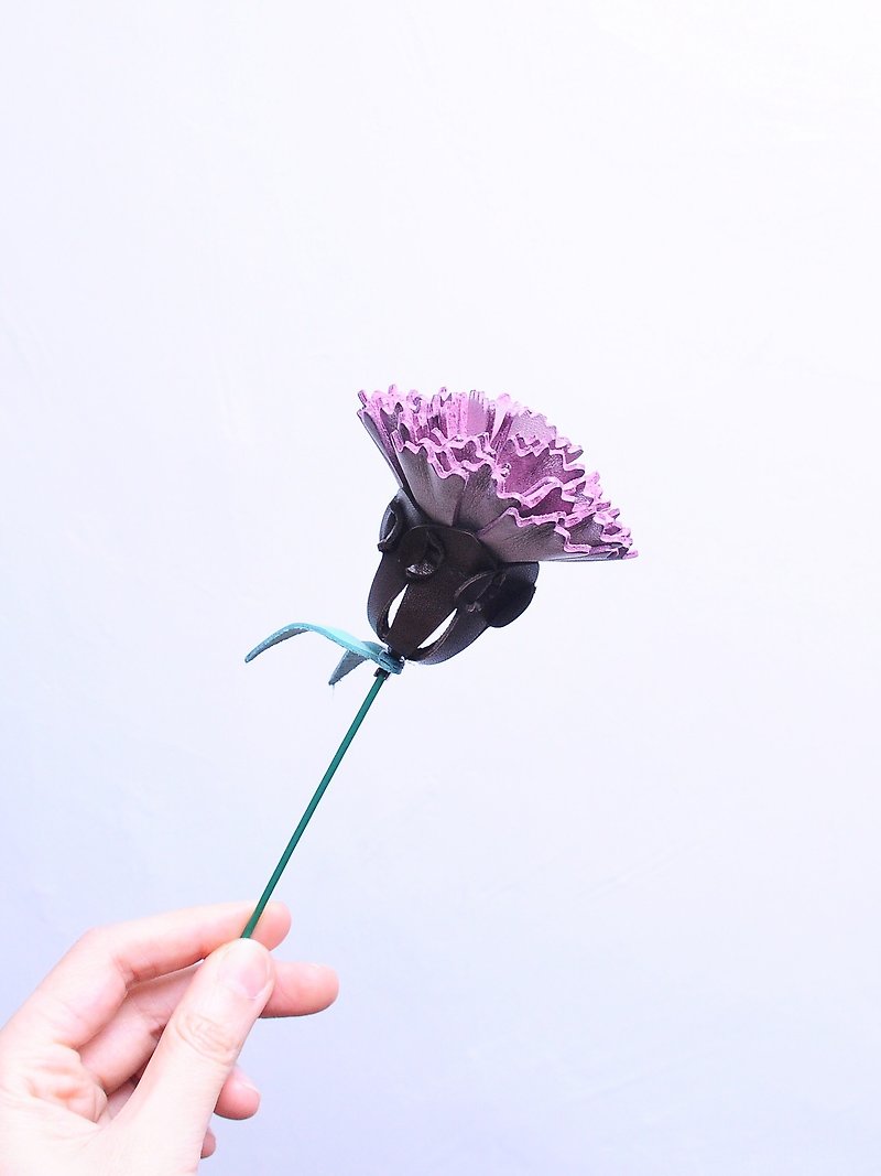 皮革康乃馨 白蜡紫 皮革材料包 刻名 皮革花 永不凋谢 母亲节礼物 - 皮件 - 真皮 紫色