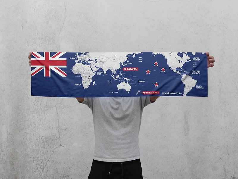 Make World地图制造 运动毛巾 (新西兰) - 毛巾浴巾 - 聚酯纤维 