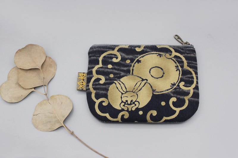 平安小乐包-钱兔,日本古布质感绝佳,小钱包 - 皮夹/钱包 - 棉．麻 蓝色