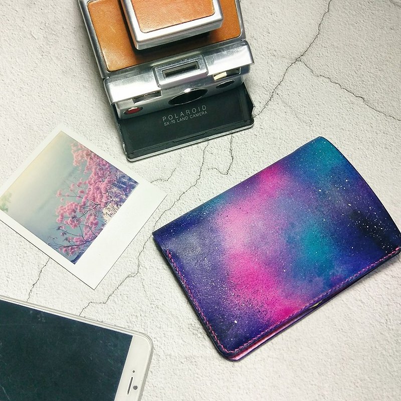 心中的小宇宙-星空染手工真皮护照夹 - 皮夹/钱包 - 真皮 紫色