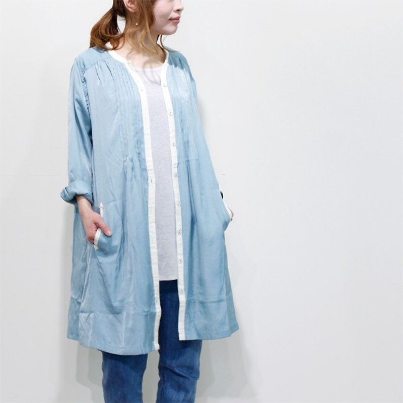 Palette キュプラ混とろみシャツワンピ - 洋装/连衣裙 - 聚酯纤维 蓝色
