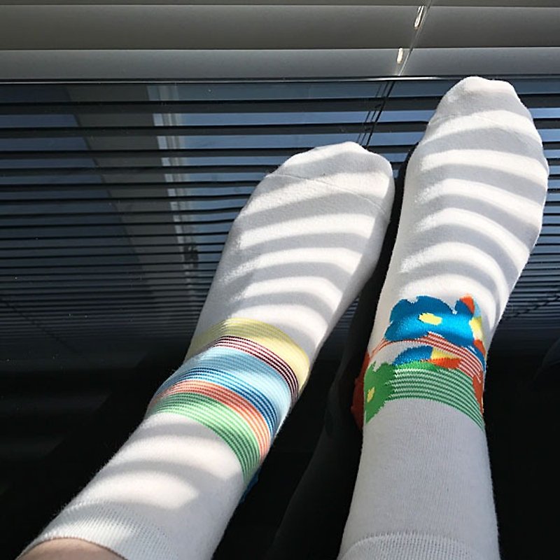 靴下ブルーミング / irregular / socks / flower / white - 袜子 - 棉．麻 白色