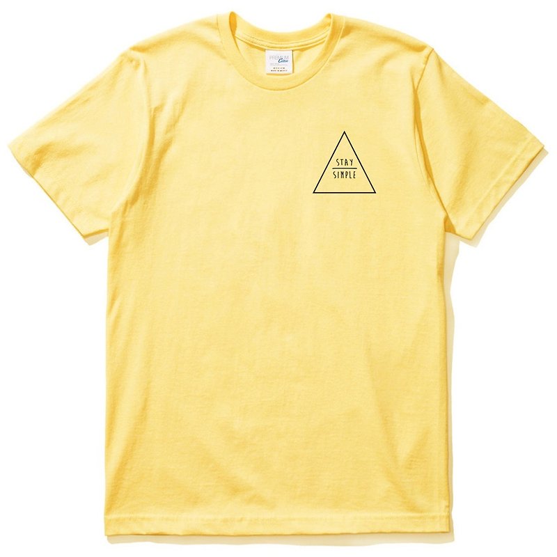 左胸 STAY SIMPLE Triangle 短袖T恤 黄色 保持简单三角型 几何 - 女装 T 恤 - 棉．麻 黄色