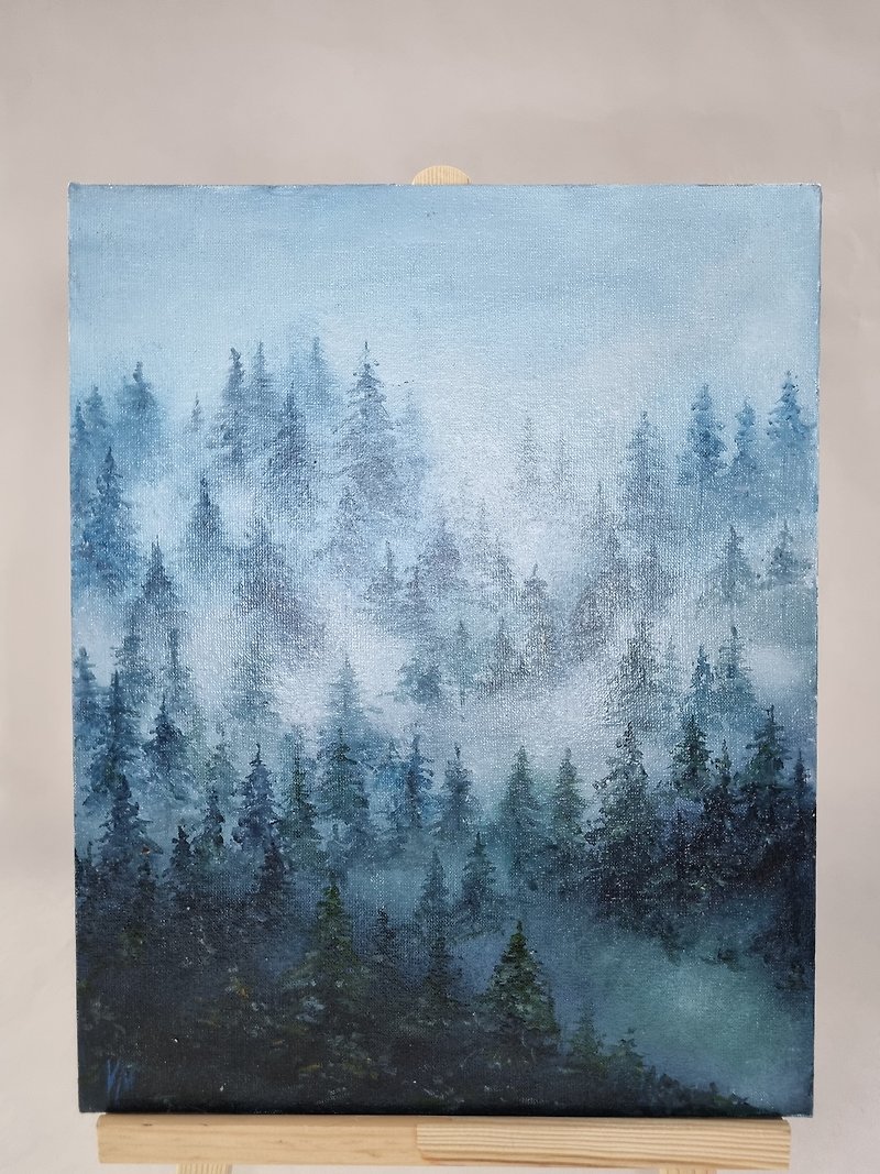 original oil painting Foggy forest oil painting - 墙贴/壁贴 - 其他材质 