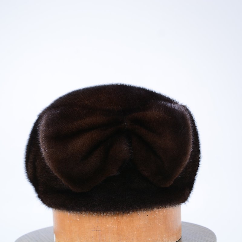 女冬季保暖水貂贝雷帽 100% 真水貂毛棕和黑色 - 帽子 - 其他材质 黑色
