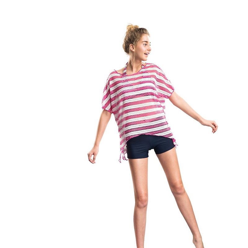 少女三件式泳装(附衬垫及泳帽) - 女装泳衣/比基尼 - 尼龙 粉红色