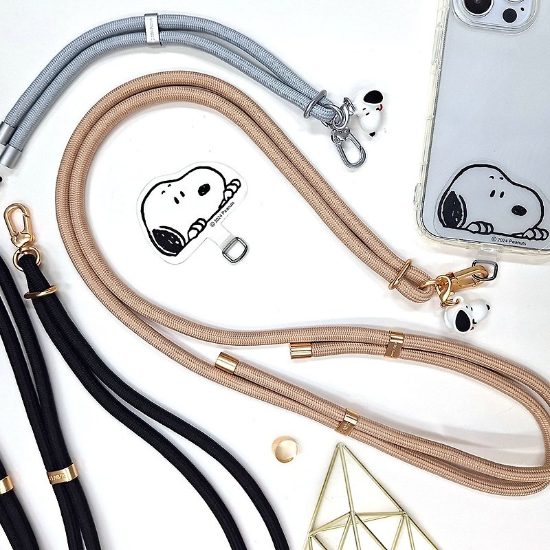 Snoopy 史努比 立体公仔造型夹片 可调式编织挂绳 手机挂绳夹片组 - 手机配件 - 其他材质 多色