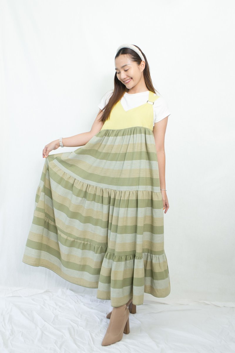 Maxy Dress, hand-woven cotton, natural color - 洋装/连衣裙 - 棉．麻 绿色