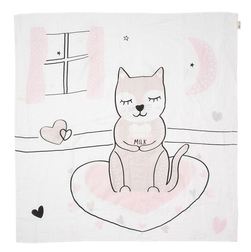 有机棉包巾-凯蒂小猫KITTY MUSLIN WRAP - 哺乳巾 - 棉．麻 粉红色