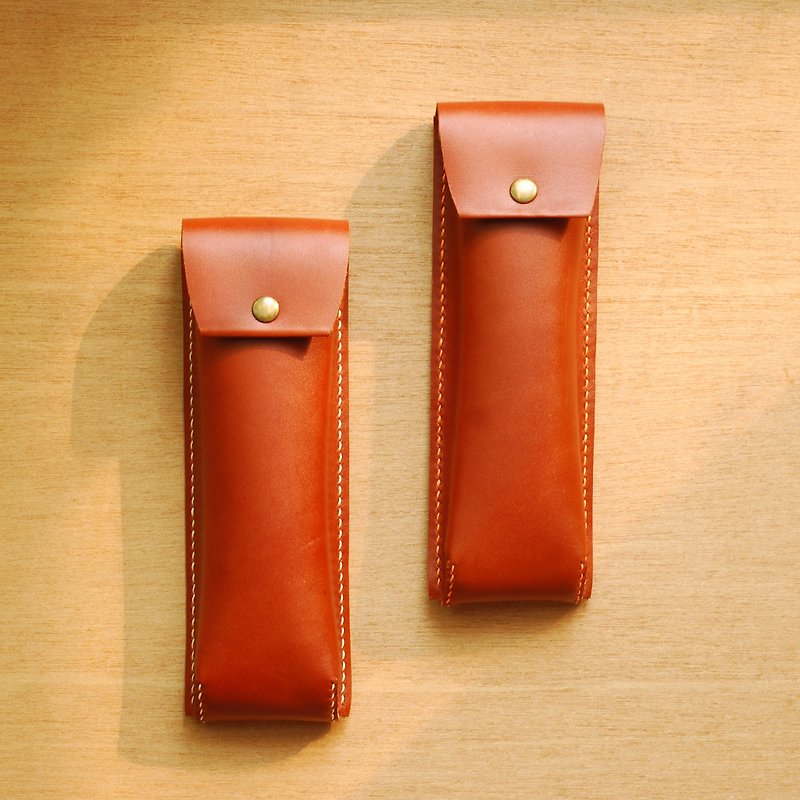 个性笔袋 真皮手缝(棕) - 铅笔盒/笔袋 - 真皮 咖啡色