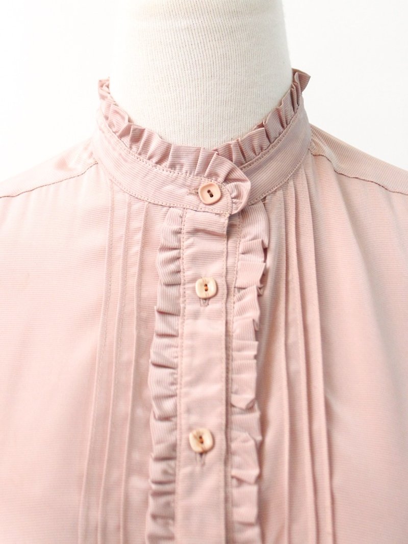 复古日本制典雅立领偶粉色古着衬衫 Japanese Vintage Blouse - 女装衬衫 - 聚酯纤维 粉红色