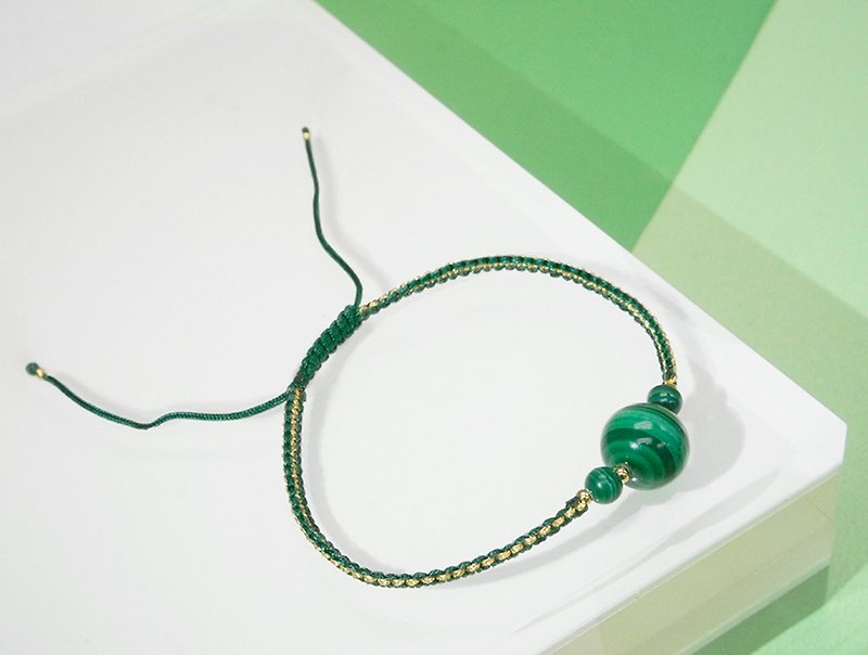 Edith & Jaz • 手织系列 - 孔雀石编织手环 - 手链/手环 - 宝石 绿色