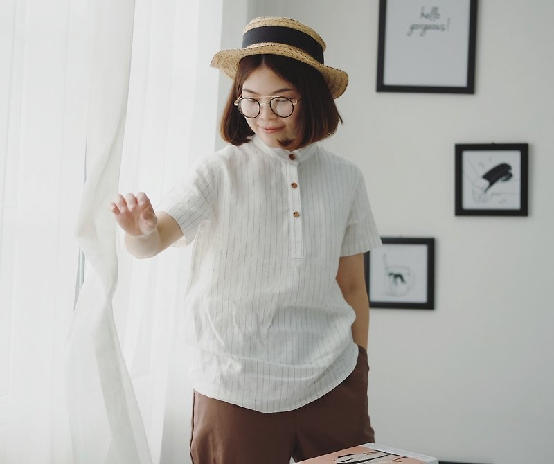 Taru Shorto Shirt : Linen White - 女装上衣 - 棉．麻 白色