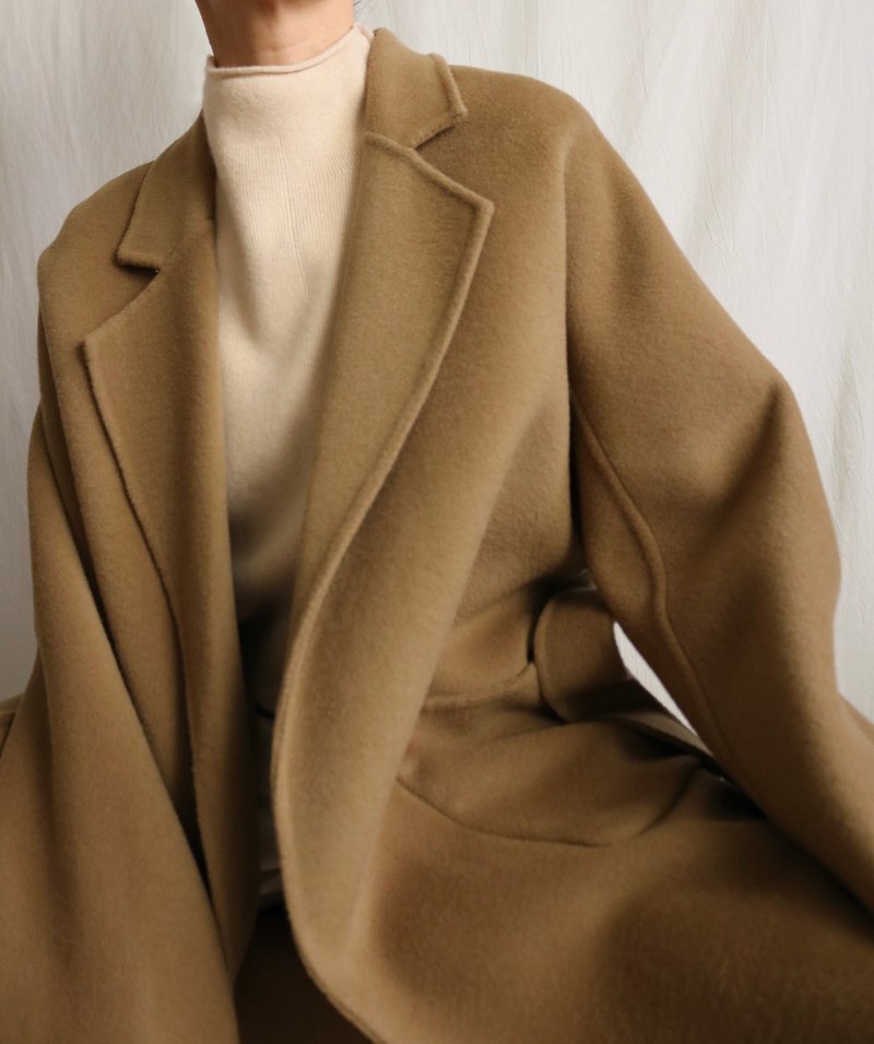 Ren Coat 手缝喀什米尔羊毛大衣 橄榄绿 - 女装休闲/机能外套 - 羊毛 