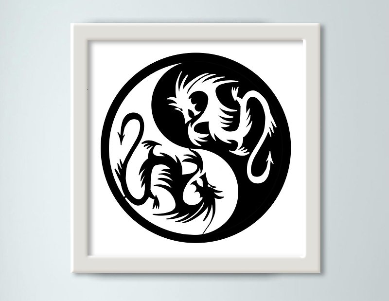Yin yang Cute poster, Dragons , Digital picture, Monochrome - 海报/装饰画/版画 - 其他材质 多色
