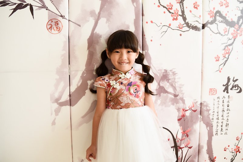 儿童旗袍礼服 日式粉鹤款 - 其他 - 棉．麻 粉红色