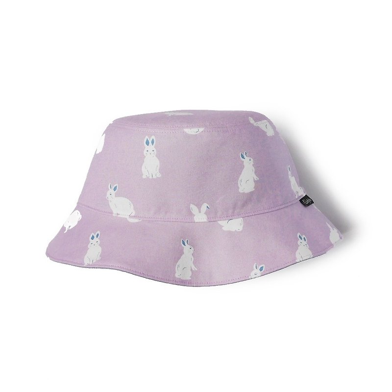 现货-莓果蓝眼小兔双面渔夫帽 - 帽子 - 棉．麻 紫色