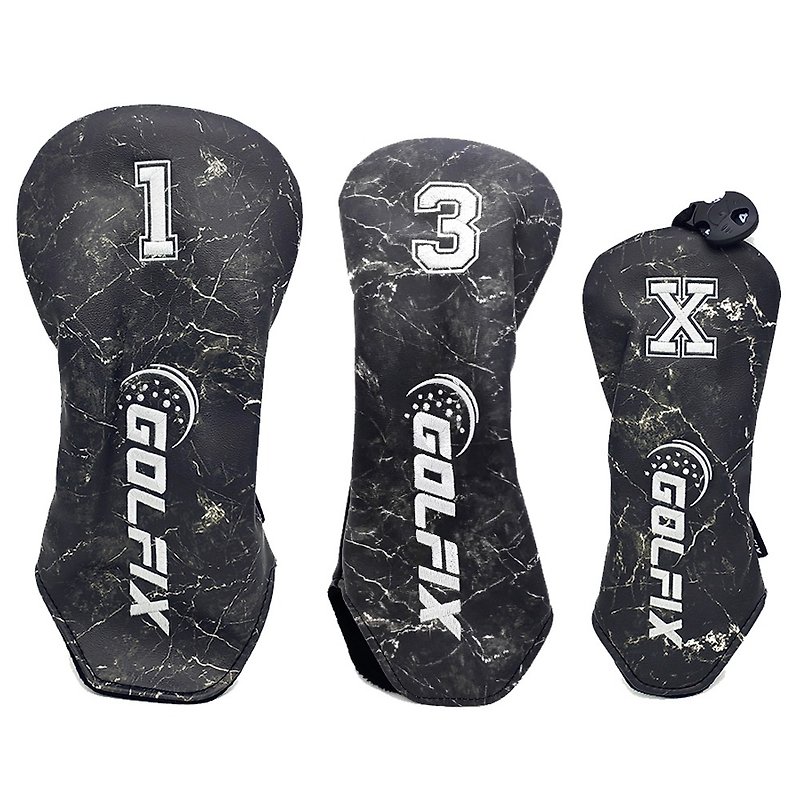 Golfix 高尔夫球防水发球杆保护球杆套 - 一套三件 (大理石黑) - 运动/健身用品 - 防水材质 黑色