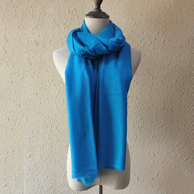 【限量】【Cashmere羊绒围巾】蓝 厚款 轻柔保暖 男女适用 - 围巾/披肩 - 羊毛 蓝色