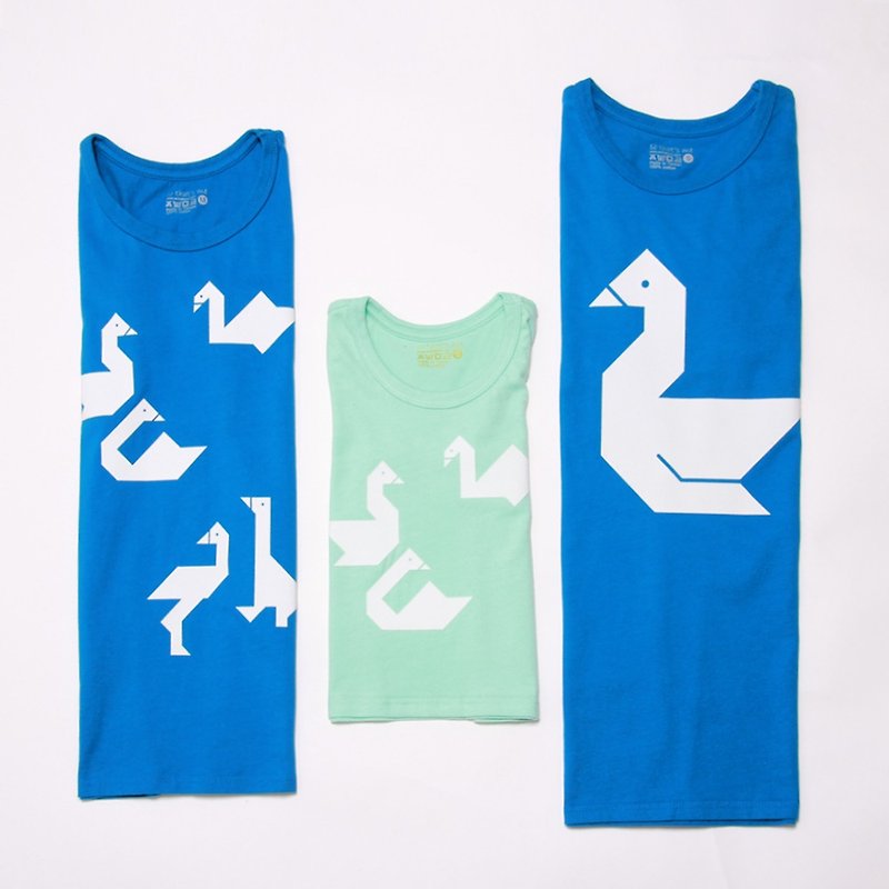 【買大送小】大白鵝短袖蜜桃棉T - 女装 T 恤 - 棉．麻 蓝色