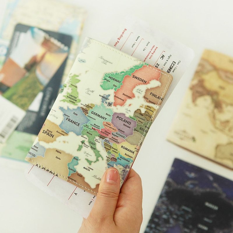 Indigo 世界地图皮革护照夹-粉彩,IDG76154 - 护照夹/护照套 - 人造皮革 多色