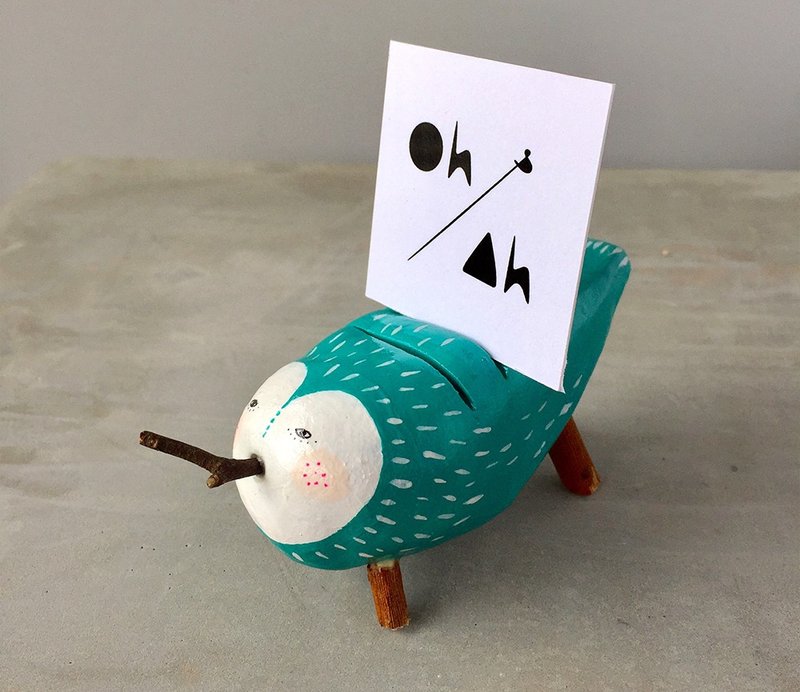 Quirky little ceramic holder for photo / name card / message note - 名片架/名片座 - 粘土 绿色