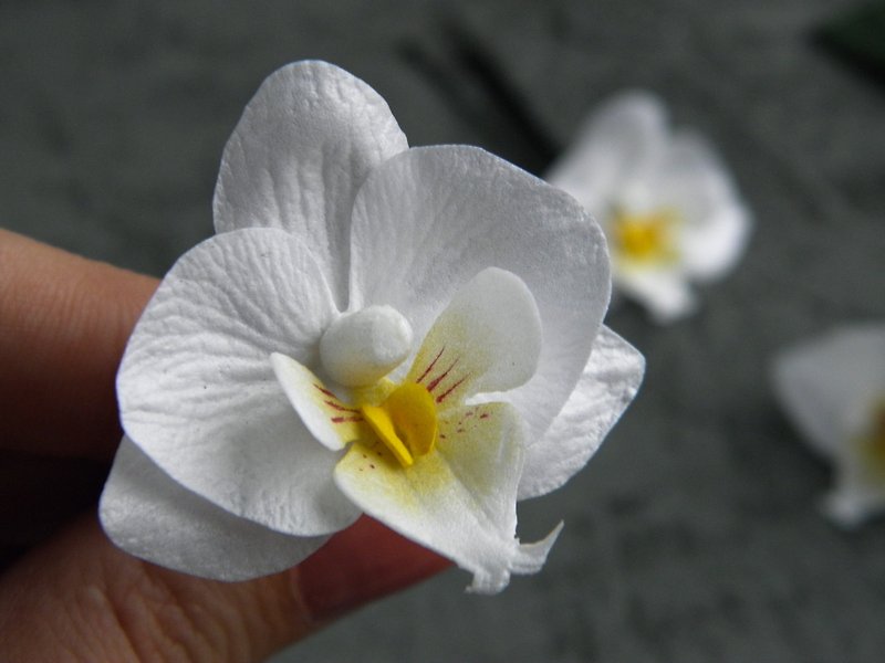 Orchid hair pins Wedding head piece for bride Bridal hair piece white flowers - 发饰 - 其他材质 白色
