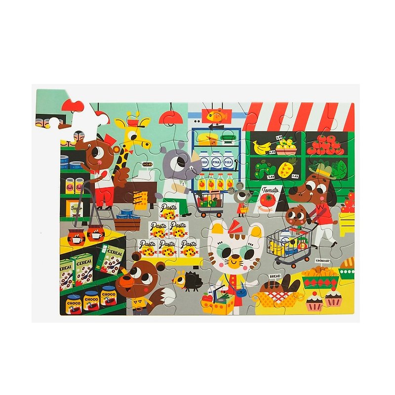 荷兰Petit Monkey ─ 欢乐超级市场拼图(48片/4Y+) - 玩具/玩偶 - 纸 