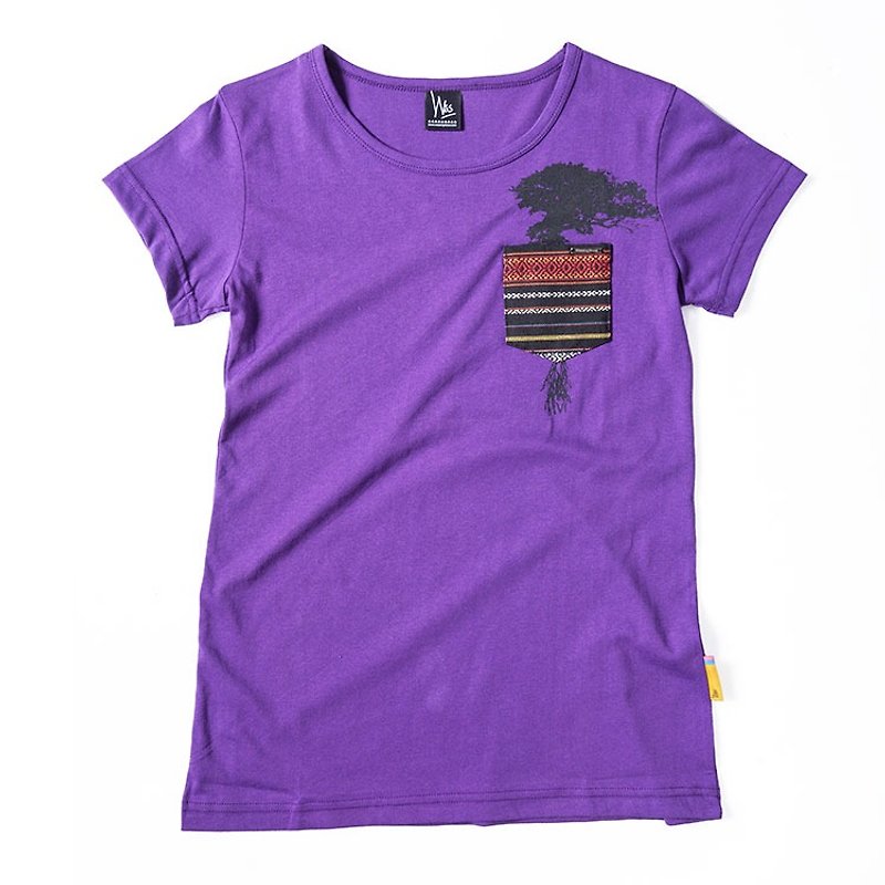 【森林系系列】口袋森林紫色女款T-SHIRT - 女装 T 恤 - 棉．麻 咖啡色
