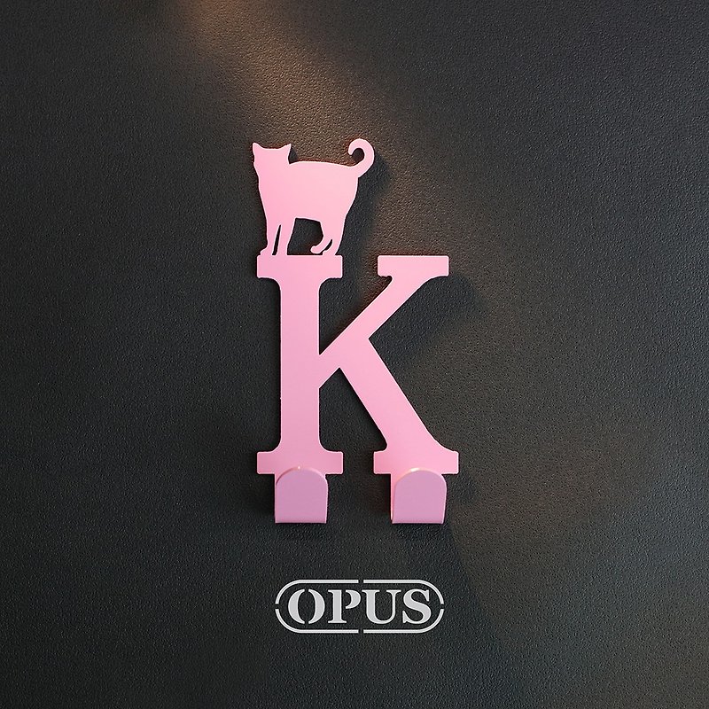 【OPUS东齐金工】当猫咪遇上字母K - 挂勾(粉红)/壁饰挂勾 - 墙贴/壁贴 - 其他金属 粉红色