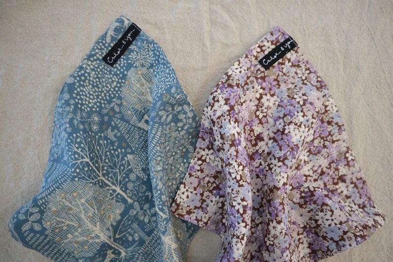二重纱手帕 (紫色繁花完售, 蓝绿森林剩一件) - 手帕/方巾 - 棉．麻 