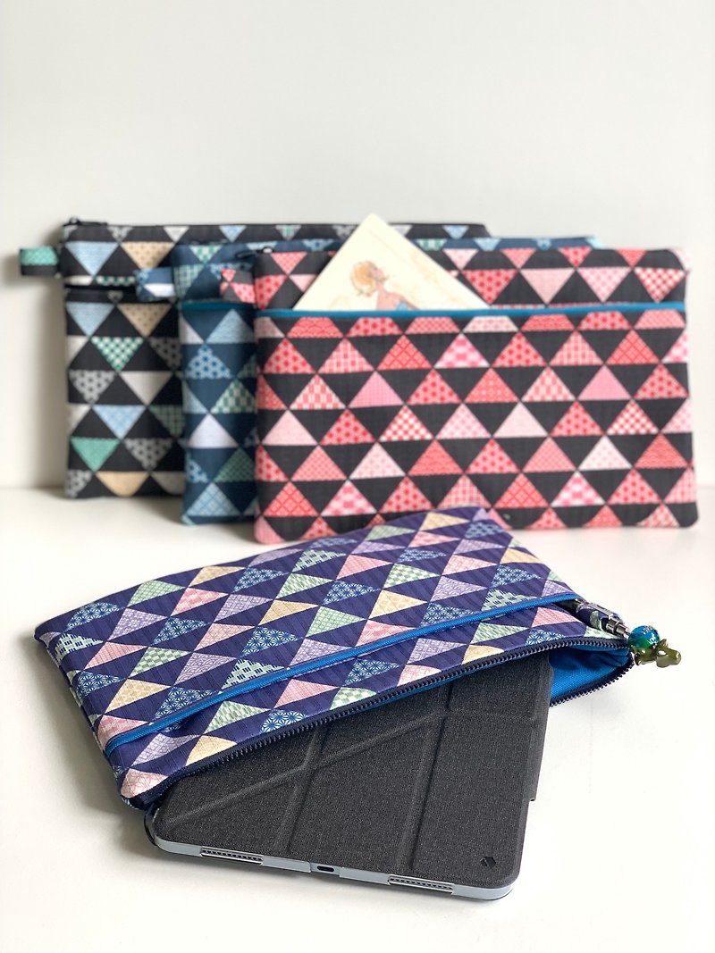 三角几何格子立体织纹多功能收纳包/ipad 平板保护 - 电脑包 - 棉．麻 多色