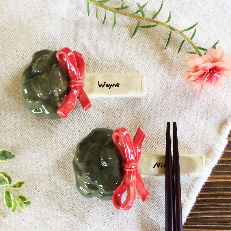 婚礼小物-幸福花椰菜筷架订制 - 筷子/筷架 - 瓷 绿色