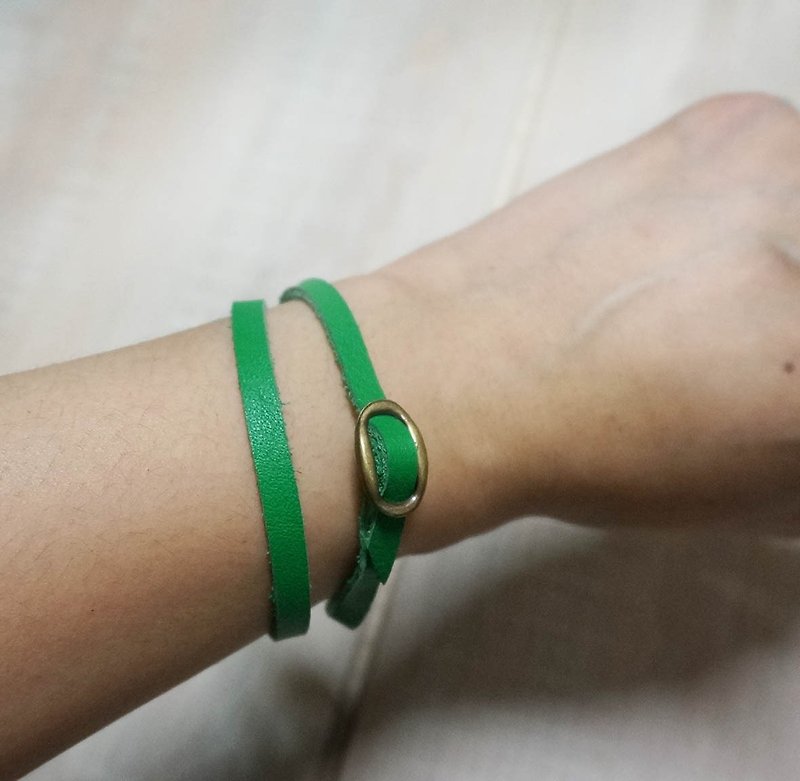 Sienna真皮双圈细手环 - 手链/手环 - 真皮 绿色
