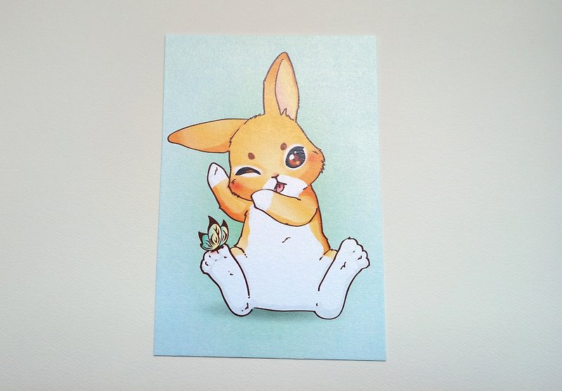 名信片｜兔子日常- 清洁白白兔｜ - 卡片/明信片 - 纸 绿色