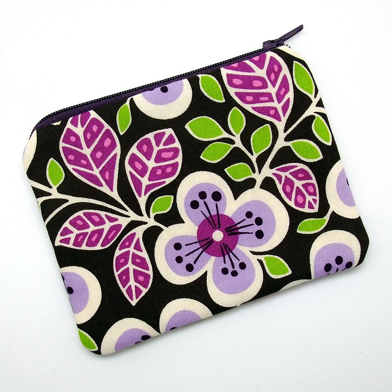 拉链零钱包/卡片包/钥匙包/耳机包/小物包 - (ZS-203) - 零钱包 - 棉．麻 紫色