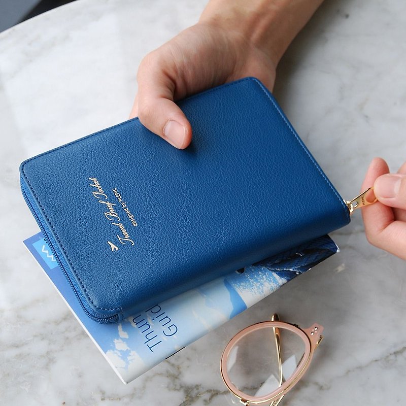 PLEPIC 时尚轻旅拉链护照包-海军蓝,PPC93723 - 护照夹/护照套 - 人造皮革 蓝色