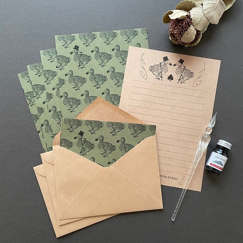 ドードー紳士のレターセット - 信封/信纸 - 纸 绿色