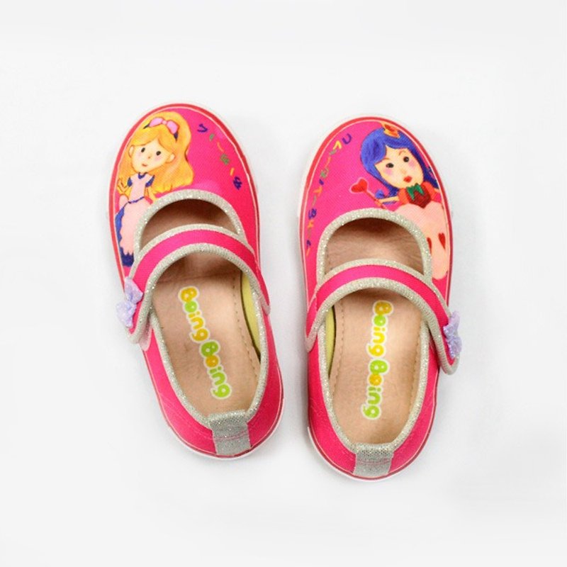 插画娃娃鞋 – 桃色爱丽丝梦游仙境 童鞋 - 童装鞋 - 棉．麻 红色