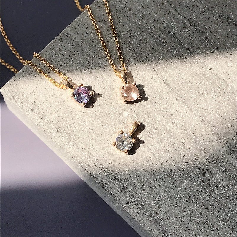 大方简约耐看 小圆锆石 三色可选 镀金项链 姊妹闺蜜 - 项链 - 其他材质 紫色