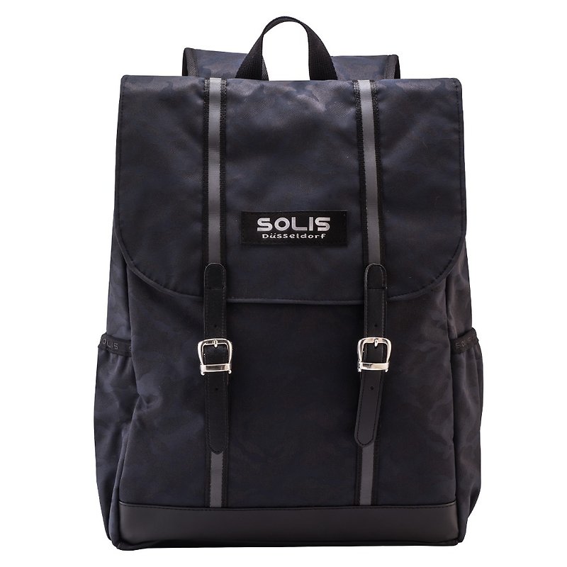 SOLIS 战地迷彩系列 Lassig 双磁扣方型后背包(黑迷彩) - 后背包/双肩包 - 聚酯纤维 