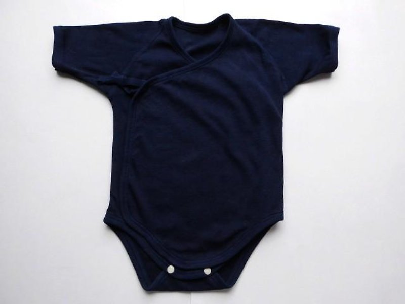 新生児用・オーガニックコットン・ロンパス肌着・藍染め・50サイズ - 满月礼盒 - 棉．麻 蓝色
