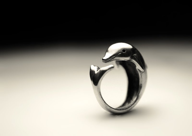 海豚银戒指 - 戒指 - 其他金属 银色