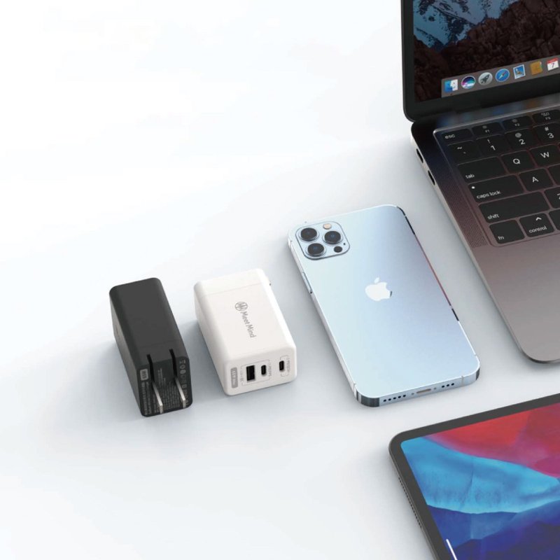 Meet Mind 65W GaN氮化镓PD充电器3接口USB-A+USB-C+USB-C - 手机配件 - 其他材质 白色