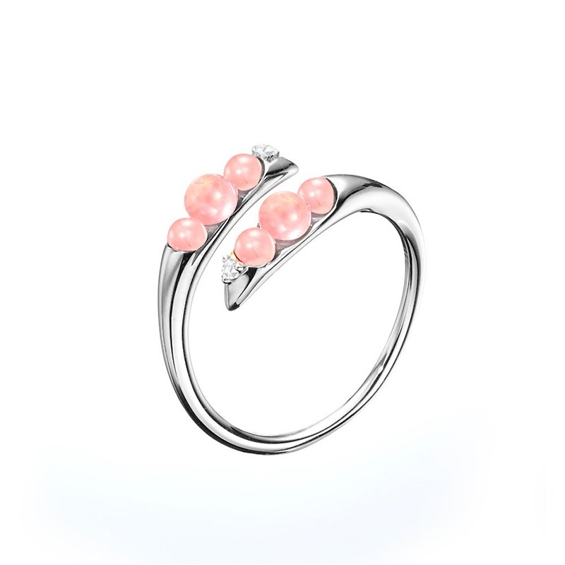 粉晶石戒指 粉红色14k白金戒指 清新金饰女戒 订婚戒指 钻石金饰 - 戒指 - 贵金属 粉红色